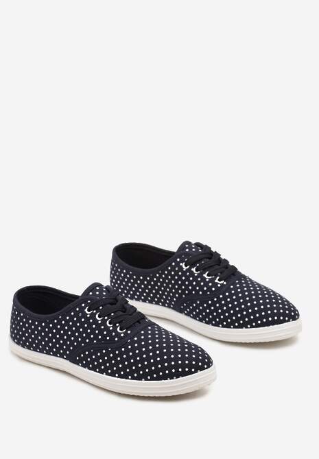 Granatowe Tenisówki przed Kostkę w Kropki Porenia