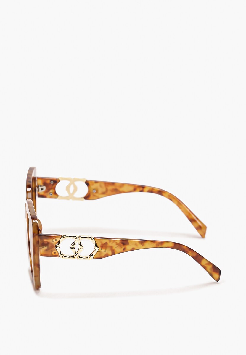 Brązowe Przeciwsłoneczne Okulary o Kwadratowym Kształcie z Ozdobnymi Nausznikami Emmanitte