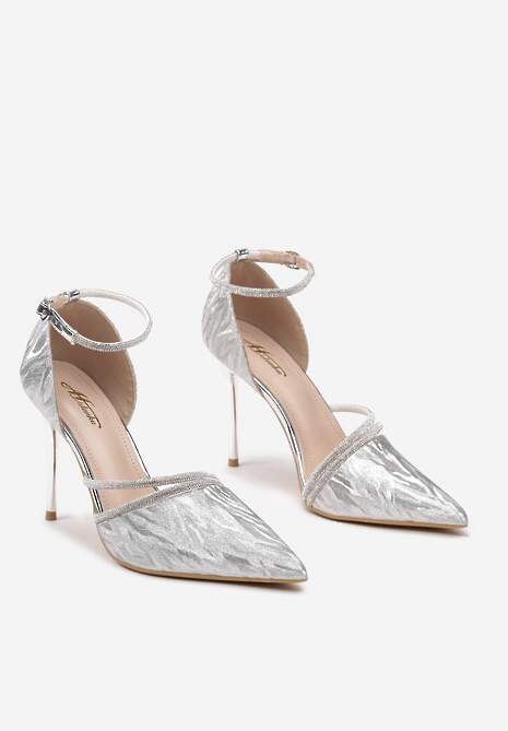 Srebrne Szpilki z Paskami z Cyrkoniami Wykończone Błyszczącą Nitką Aletiepa