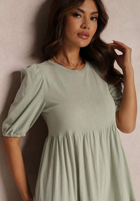 Miętowa Sukienka Bawełniana Hagelin