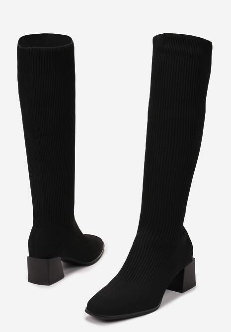 Czarne Kozaki z Elastyczną Cholewką Timerine