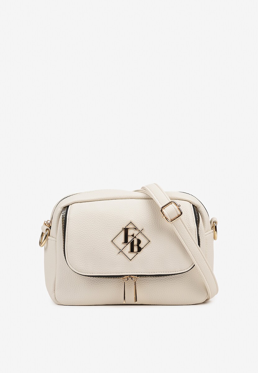 Biała Torebka Listonoszka Zdobiona Aplikacją i Suwakami Idanesse