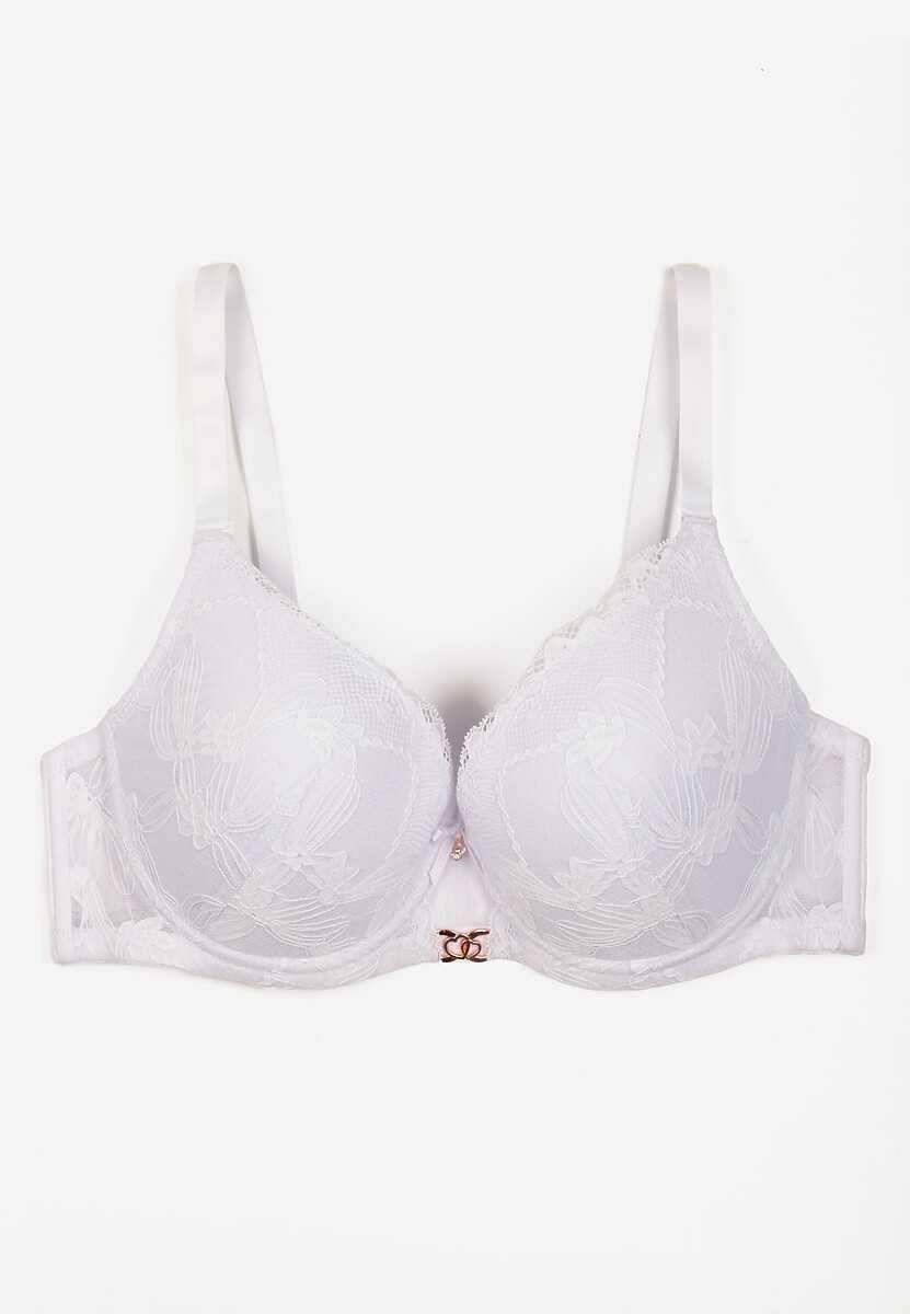 Biały Koronkowy Biustonosz z Metaliczną Aplikacją Dorzedi