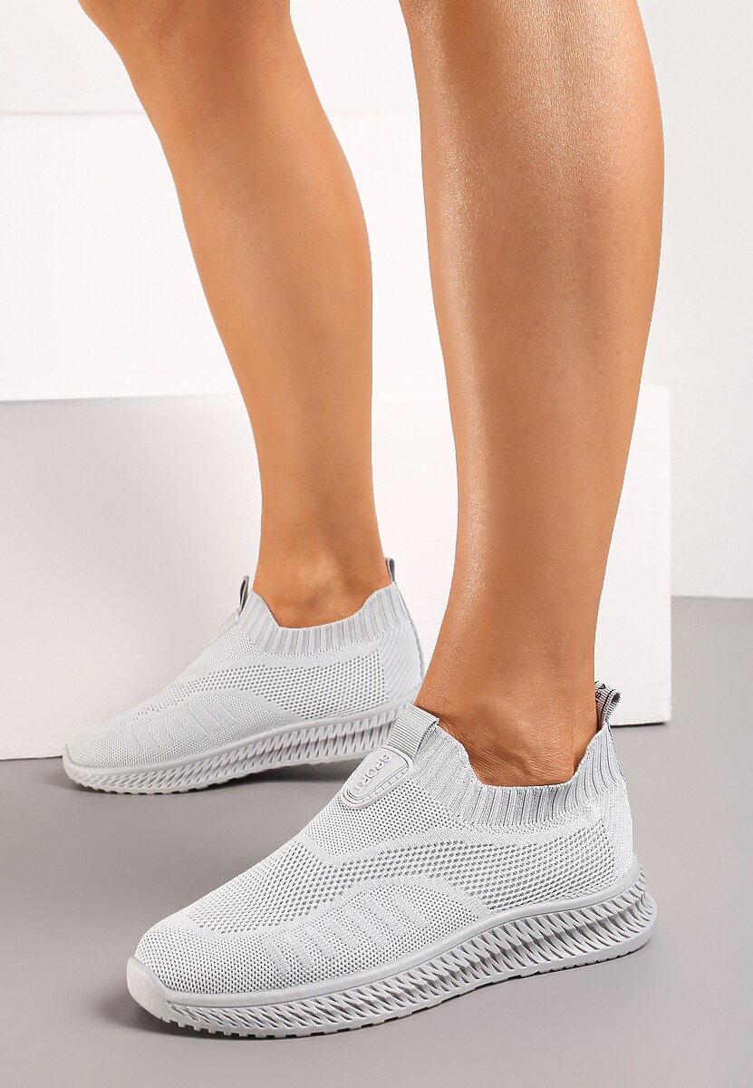 Szare Buty Sportowe ze Skarpetkową Cholewką Pinke