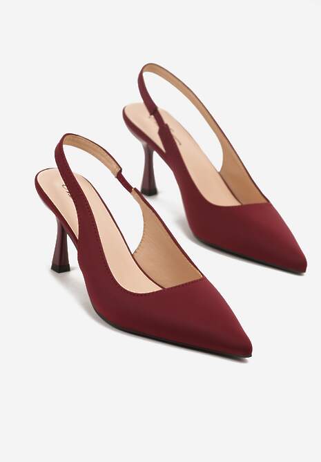 Bordowe Sandały na Szpilce Typu Slingback Melovelle