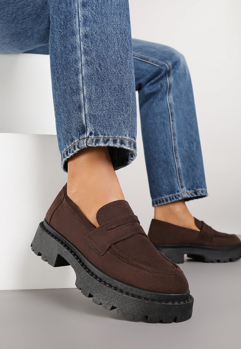 Brązowe Wsuwane Mokasyny Vices na Platformie Dionela
