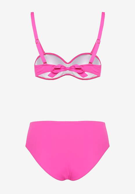 Fuksjowe Bikini Biustonosz Ozdobiony Geometryczną Aplikacją i Majtki Figi Kinrina