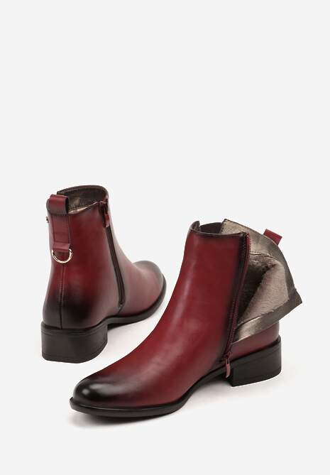 Czerwone Botki w Stylu Sztybletów z Metaliczną Aplikacją Verinette
