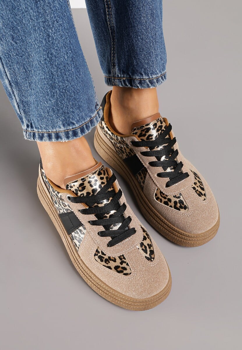 Panterkowe Sneakersy w Stylu Tenisówek na Platformie Gilritisa