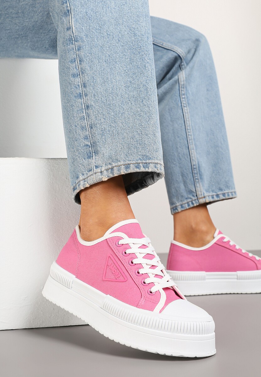 Fuksjowe Trampki na Podwójnej Podeszwie z Ozdobnym Znaczkiem na Cholewce Alivrelia