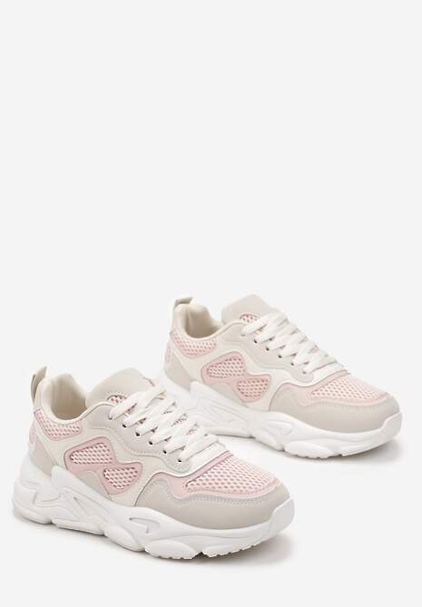 Różowe Sneakersy przed Kostkę na Grubej Podeszwie Lefia