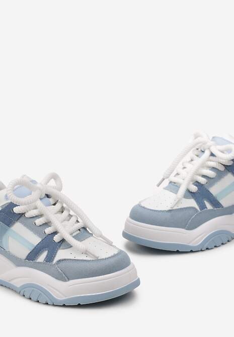 Niebieskie Sneakersy na Grubej Podeszwie z Szerokim Wiązaniem Iniestra