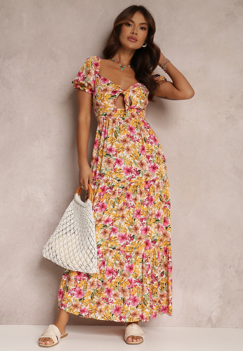 Biało-Żółta Sukienka Mothea