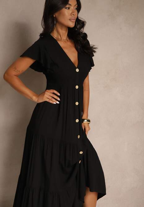 Czarna Sukienka z Wiskozy Lobsy