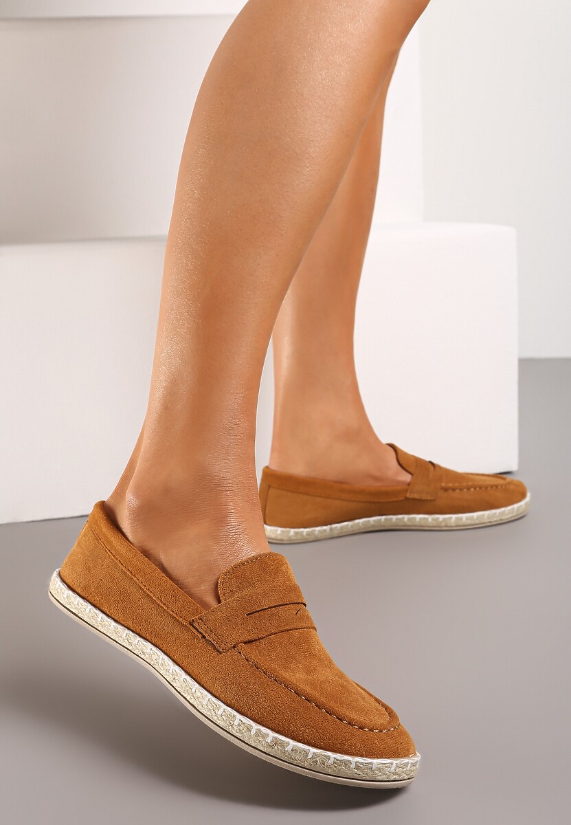 Czarne Mokasyny na Plecionej Podeszwie z Imitacji Zamszu Viadara