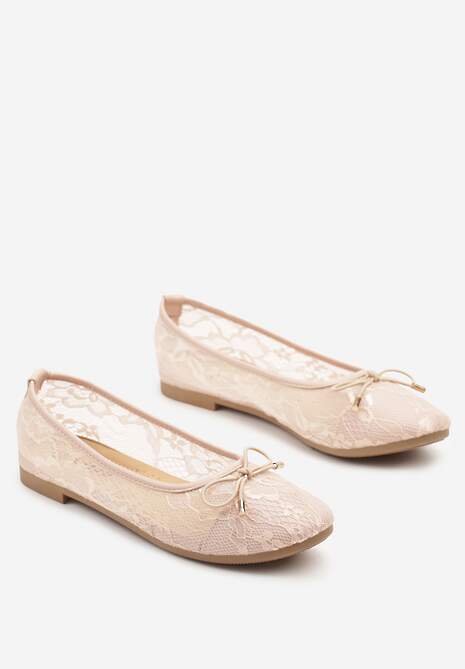 Różowe Balerinki z Koronkową Cholewką i Kokardą Ulidisa