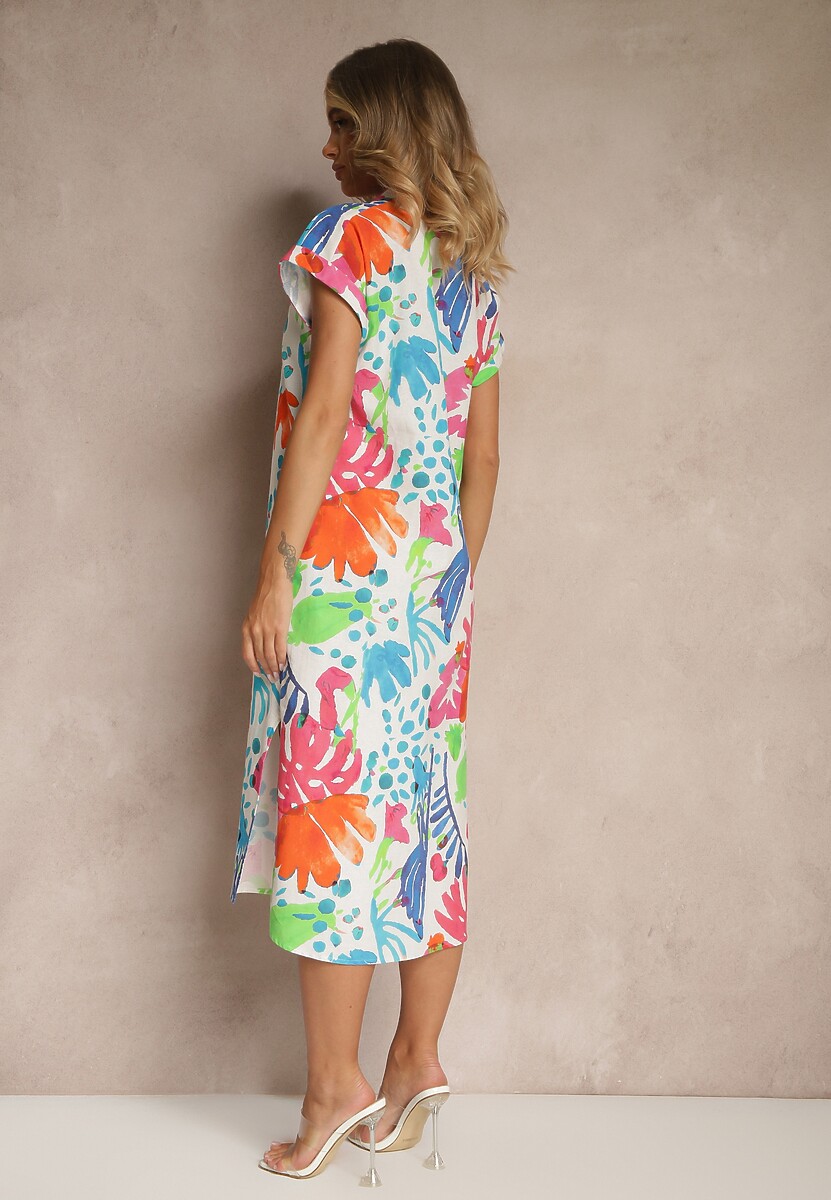 Czerwona Koszulowa Sukienka z Bawełny z Kieszeniami Seddie