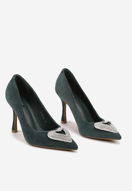 Zielone Szpilki Ozdobione Cyrkoniową Aplikacją Komisa