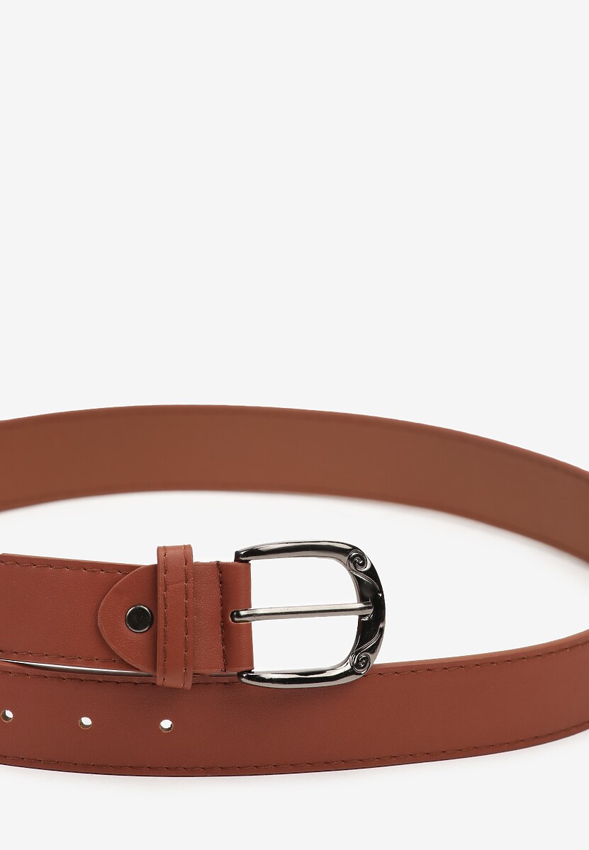 Ciemnobrązowy Pasek z Ekoskóry z Klamerką Fleureti