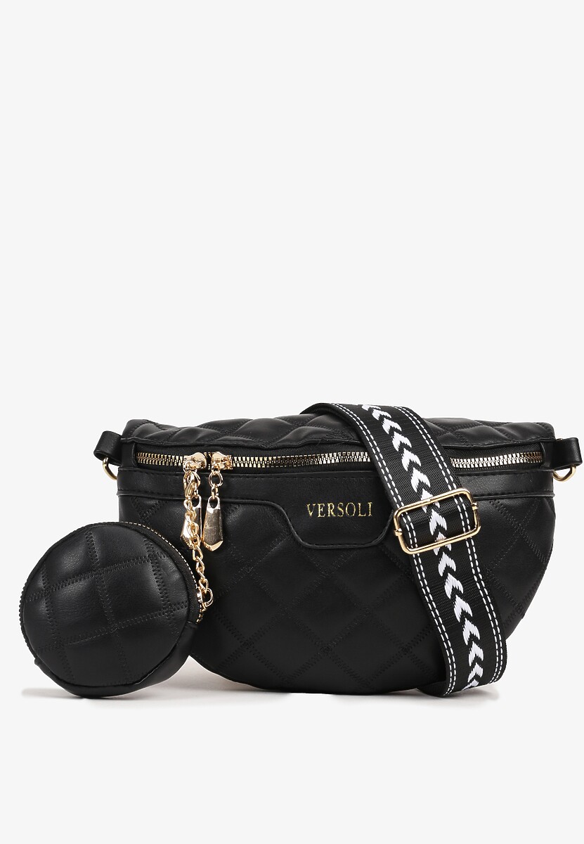 Beżowa Nerka Tłoczona Ozdobiona z Portmonetką i Napisem Ananne