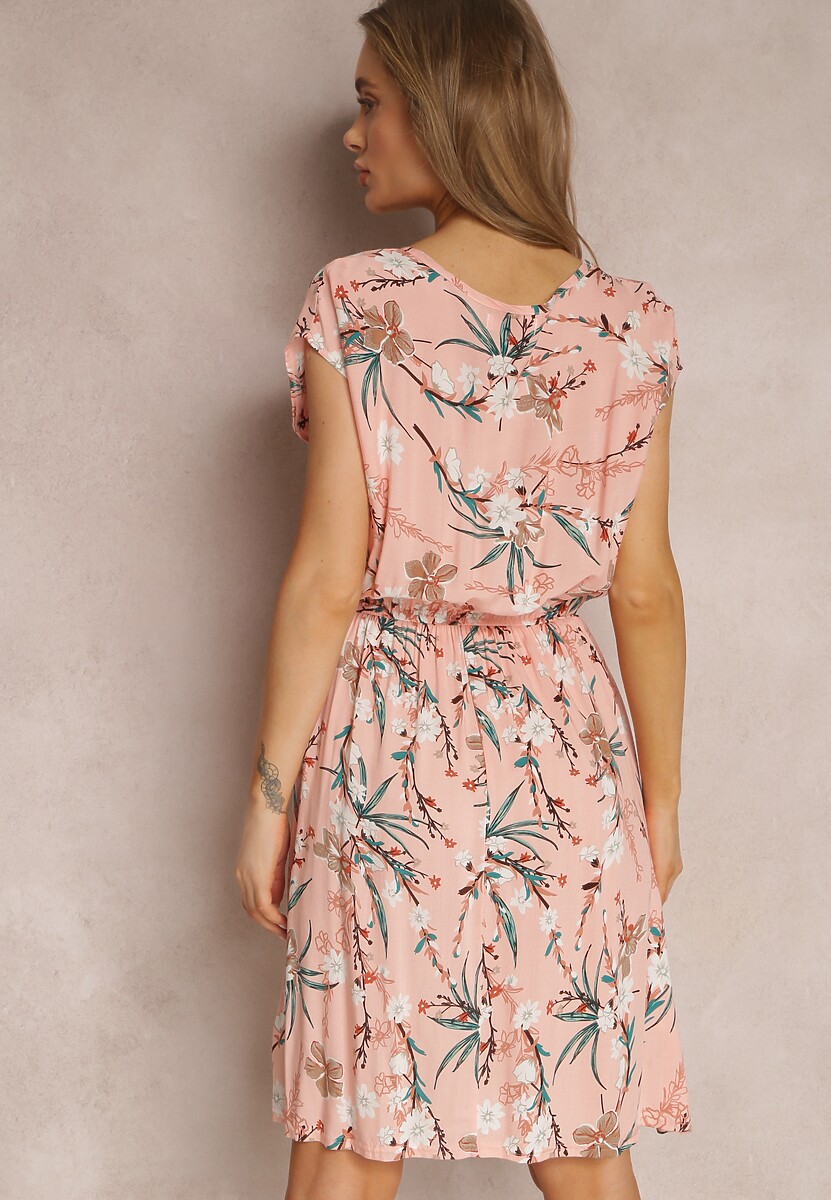 Jasnoróżowa Sukienka z Wiskozy Megis