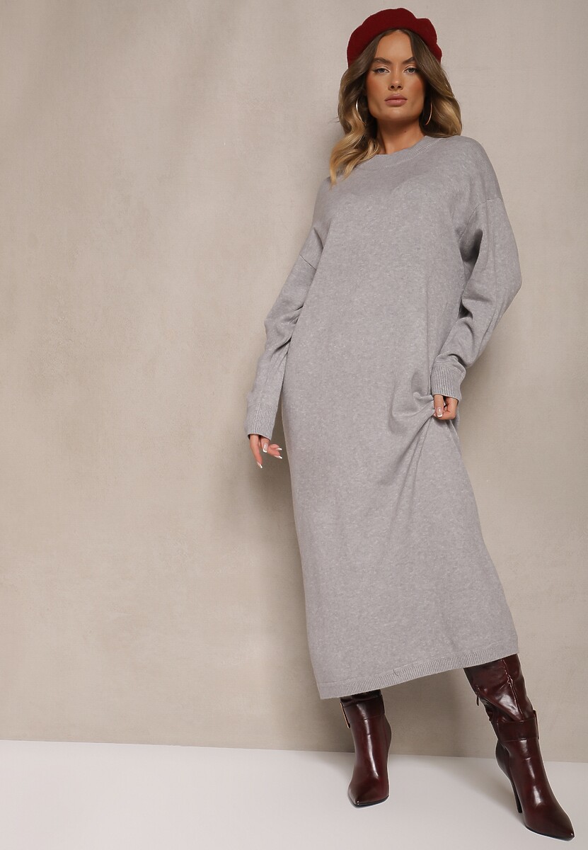 Miętowa Pudełkowa Sukienka z Dzianiny z Wiskozą Maziala