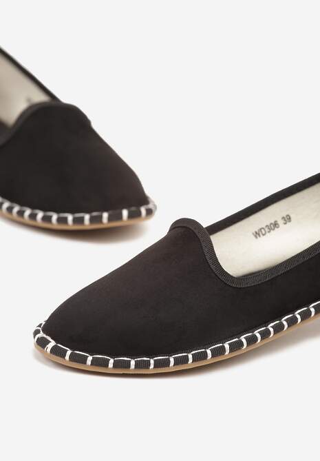 Czarne Espadryle Balerinki z Przeszyciami Firalissea