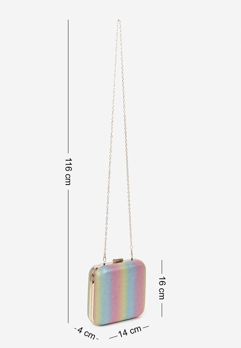 Złoto-Różowa Cyrkoniowa Torebka Kopertówka z Dodatkowym Łańcuszkiem Realessa