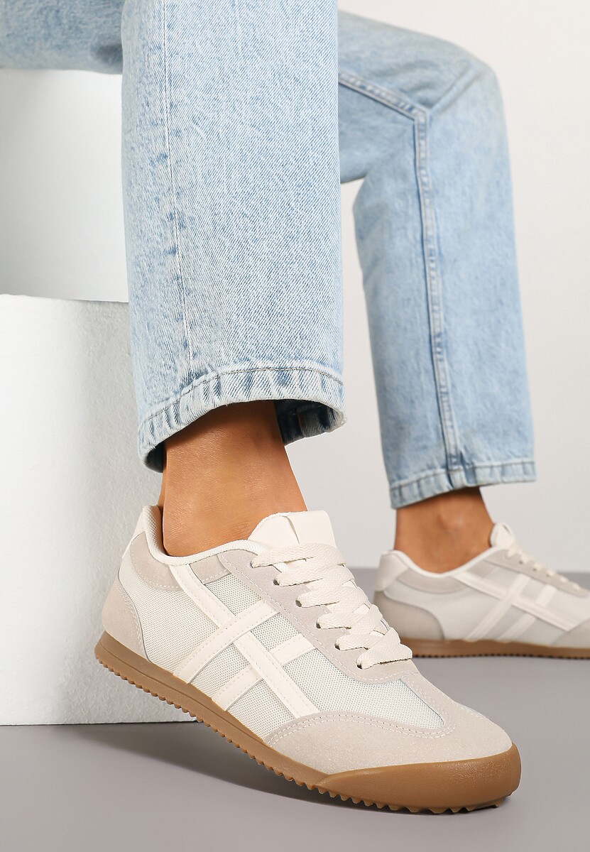 Beżowe Sneakersy Typu Klasyczne Tenisówki Isnnoria