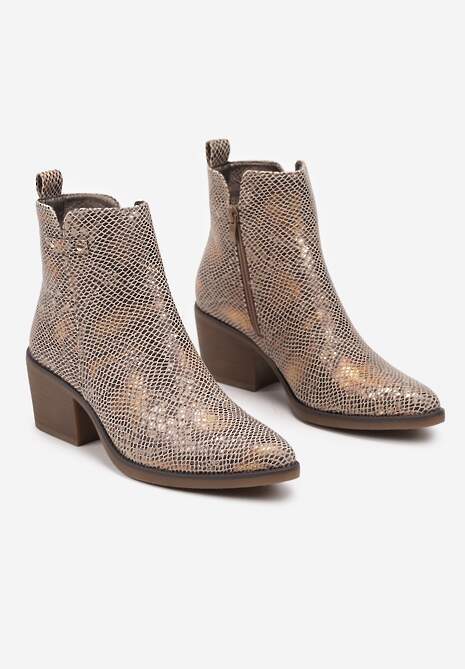 Żółte Botki Kowbojki na Słupku Ozdobione Nitami Ferisa