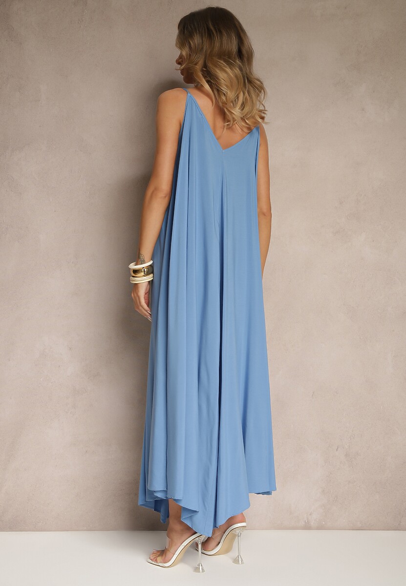 Niebieska Sukienka z Wiskozy Harmameia