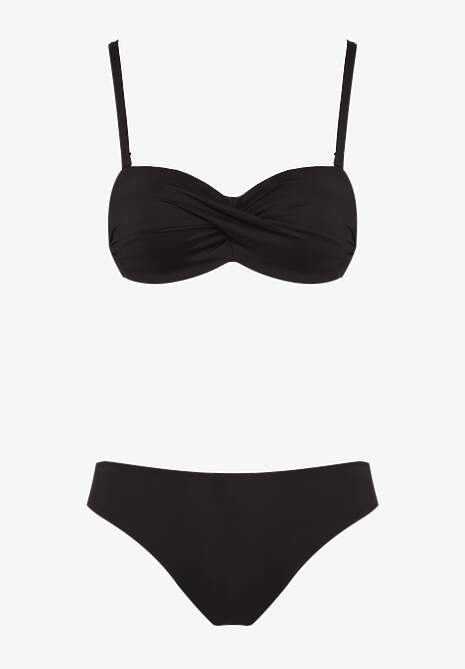 Czarne Bikini 2 Pary Majtek Typu Figi i Biustonosz Wiązany na Plecach Galanoria