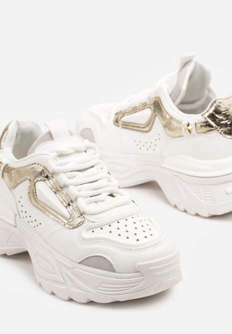 Białe Sneakersy Streetwearowe na Grubej Podeszwie Waniffia