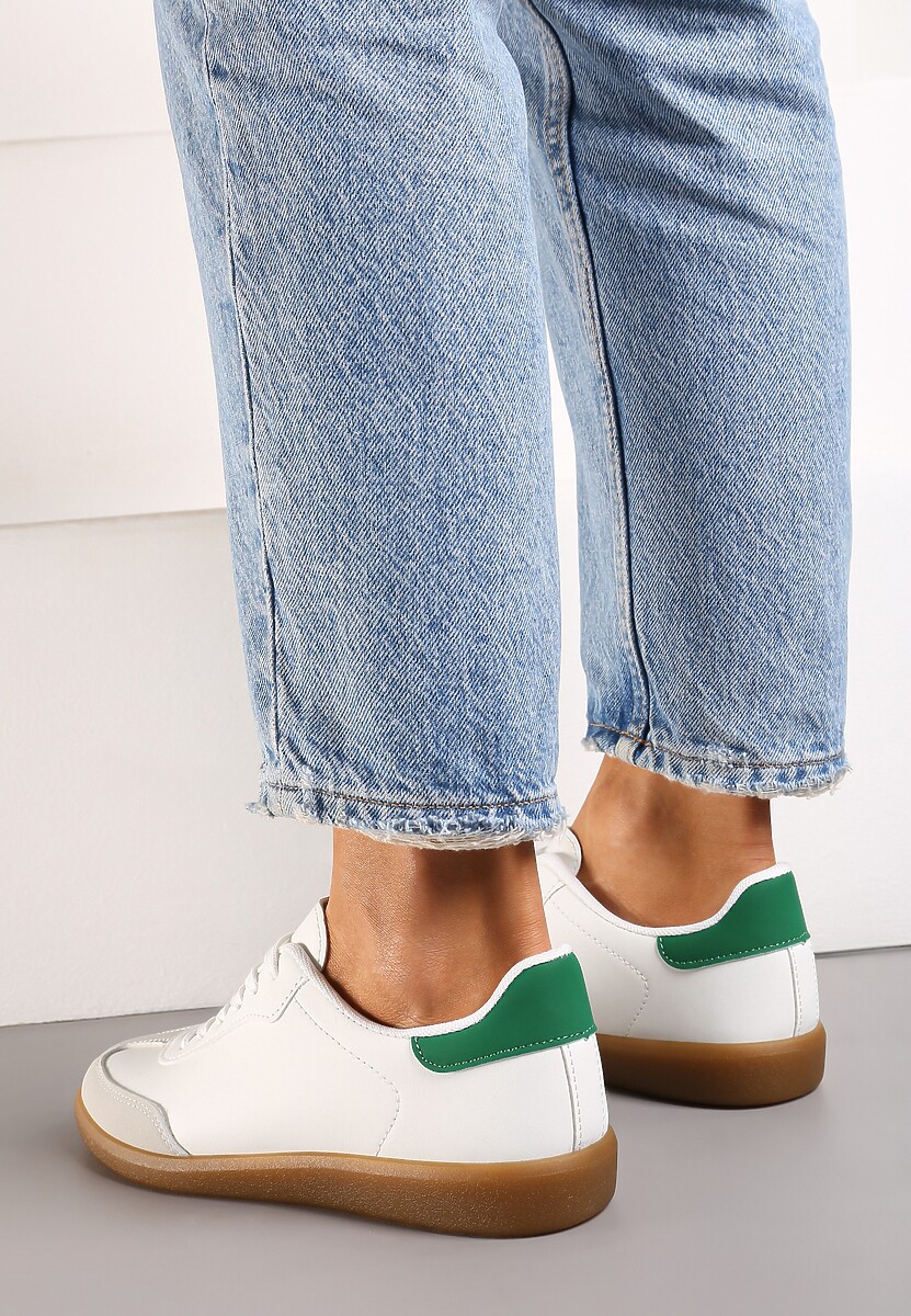 Bardzo-Zielone Sznurowane Sneakersy Klasyczne z Cholewką przed Kostkę Laeltia