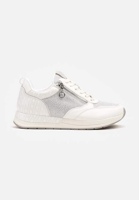 Białe Sneakersy z Wkładką ze Skóry Naturalnej Zdobione Suwakiem Fihanor