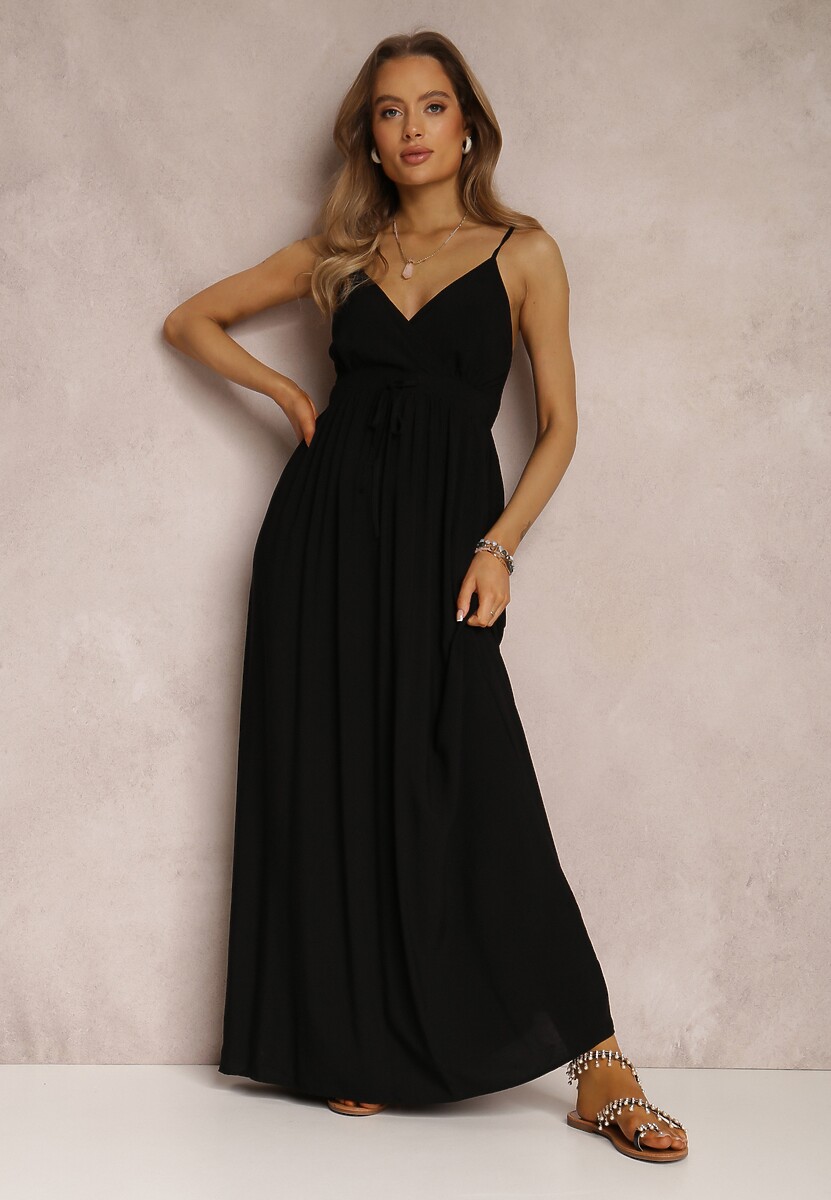 Czarna Sukienka z Wiskozy Anomaria