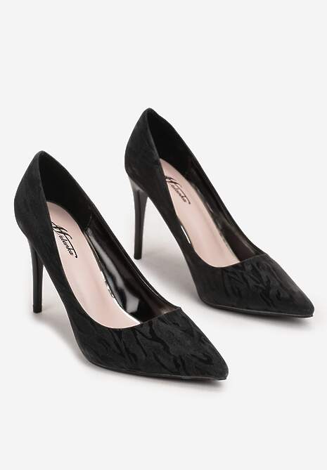 Czarne Szpilki z Brokatem Cophe