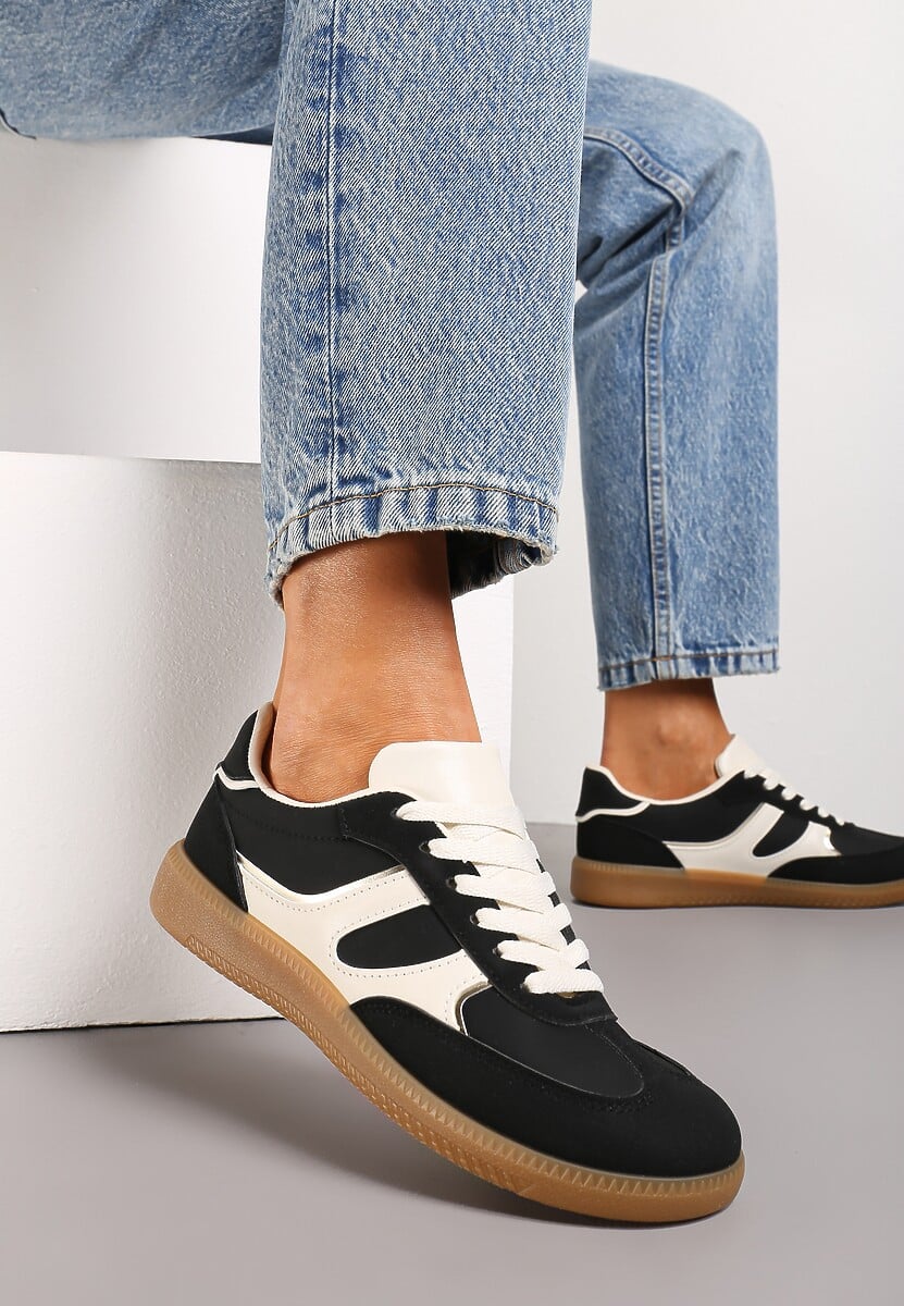 Czarne Sneakersy Tenisówki Ozdobione Wstawkami Ysalesa