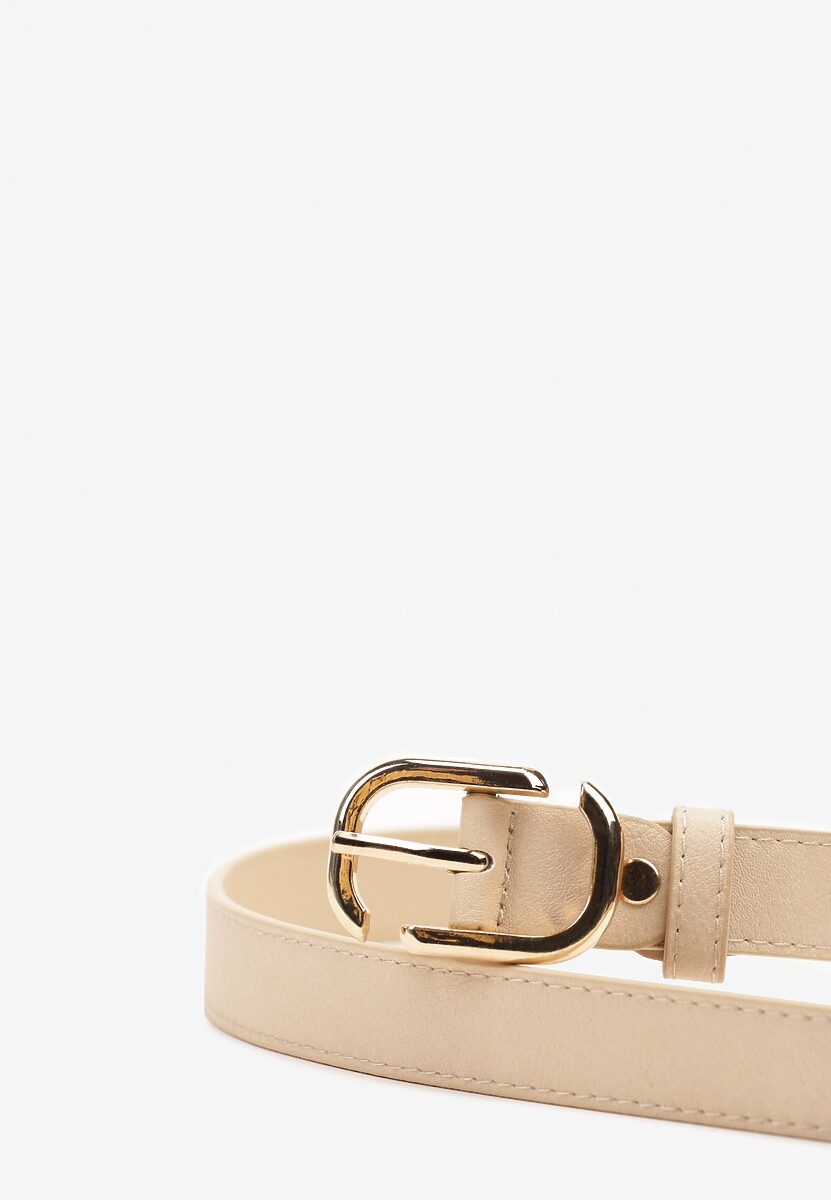 Jasnobeżowy Pasek Ozdobiony Metalową Klamrą Pulinia