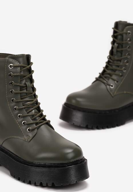 Zielone Botki w Stylu Workerów na Platformie Maialen
