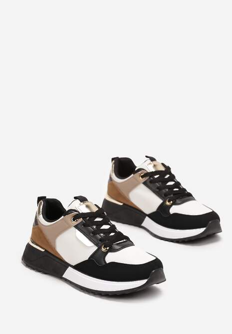 Czarne Sneakersy z Błyszczącymi Wstawkami Resata