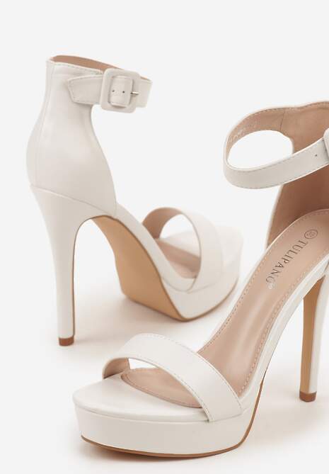 Białe Sandały na Szpilce z Platformą Nilaurea
