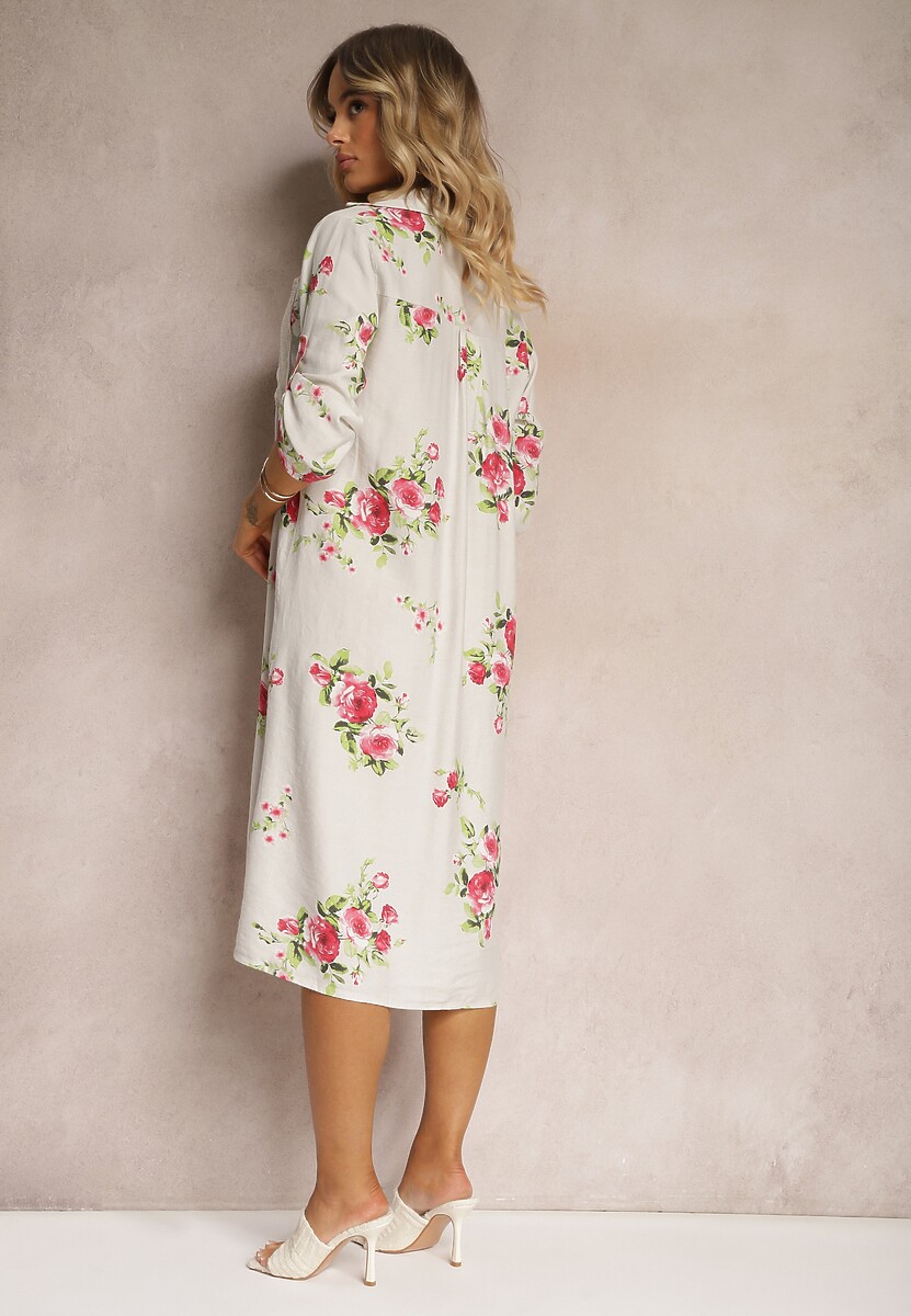 Jasnoszara Koszulowa Bawełniana Sukienka Zapinana na Guziki Nuramla