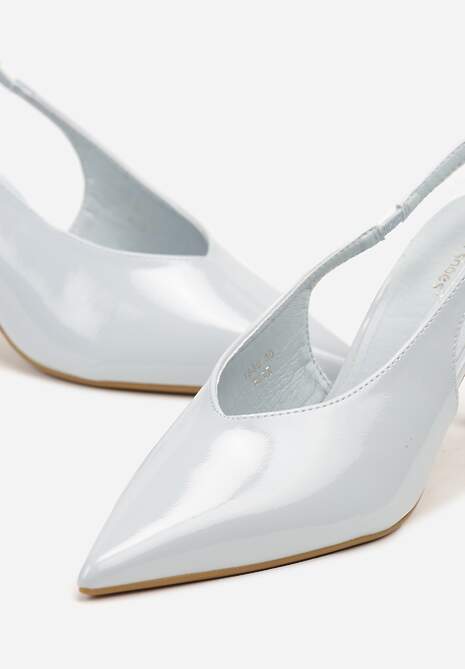 Niebieskie Lakierowane Sandały na Szpilce Typu Slingback Addoxie