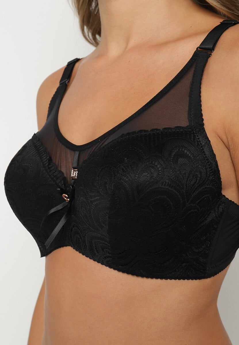 Beżowy Biustonosz Full Cup z Regulowanymi Ramiączkami i Koronką Martinna