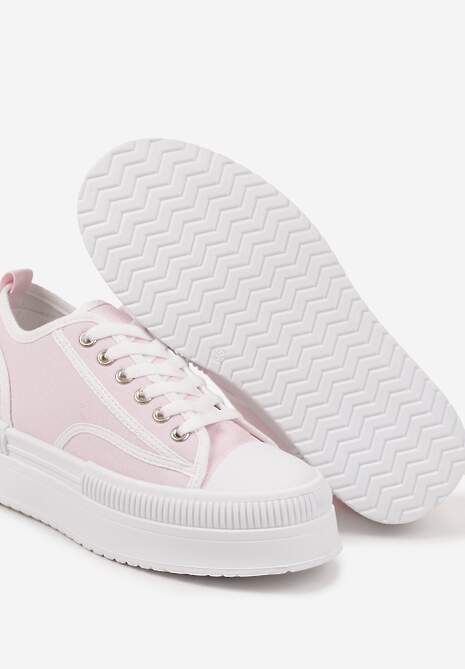 Różowe Trampki na Platformie z Metaliczną Ozdobą Afleeria