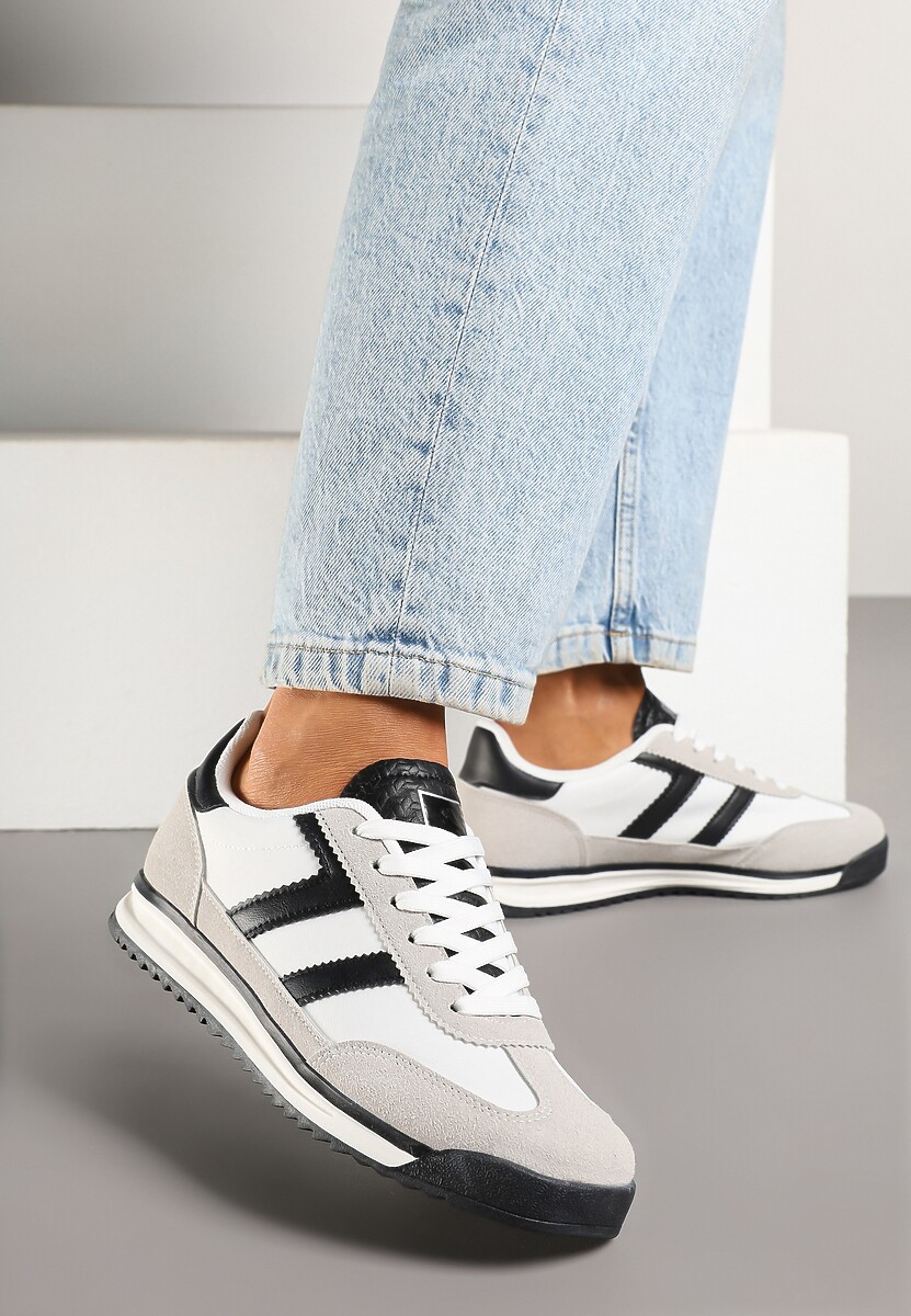 Biało-Czarne Sneakersy z Geometrycznym Wzorem Eravania