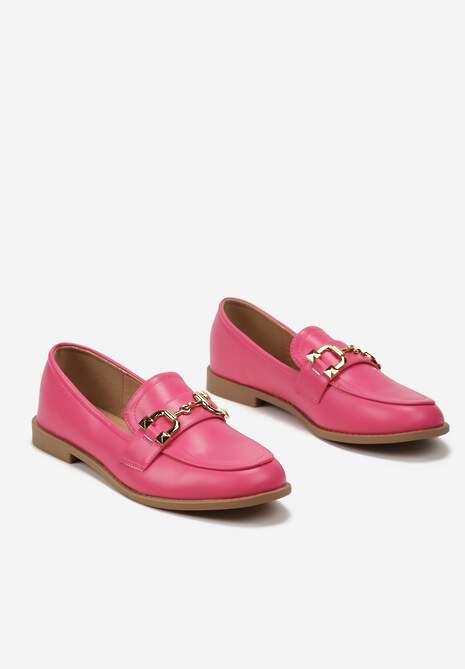 Fuksjowe Płaskie Mokasyny Ozdobione Metalową Klamerką Cassiope