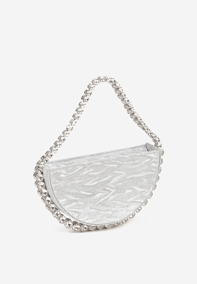 Srebrna Wizytowa Torebka z Biżuteryjną Rączką i Cyrkoniami Daricarre