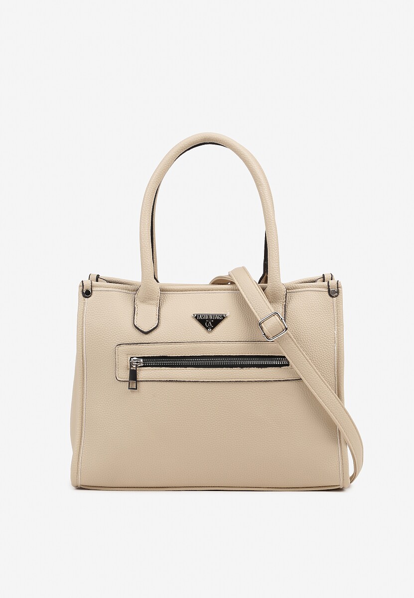 Beżowa Torebka Shopperka Mała z Dodatkowym Paskiem na Ramię Helseki